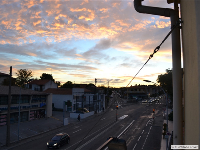 Leaving Carcassonne at sunrise