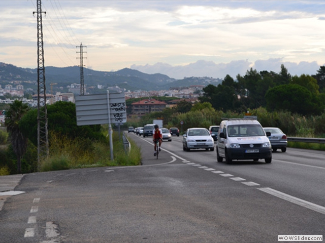 The hard climb out of Lloret de Mar