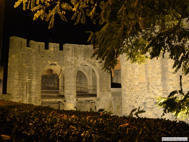 The walls of the old city at night